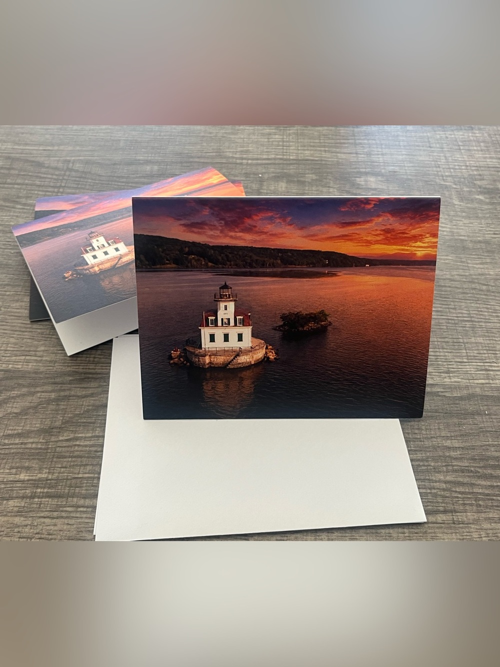 Sunset Lighthouse Note Cards - Art - Hudson Valley Esopus print set 5